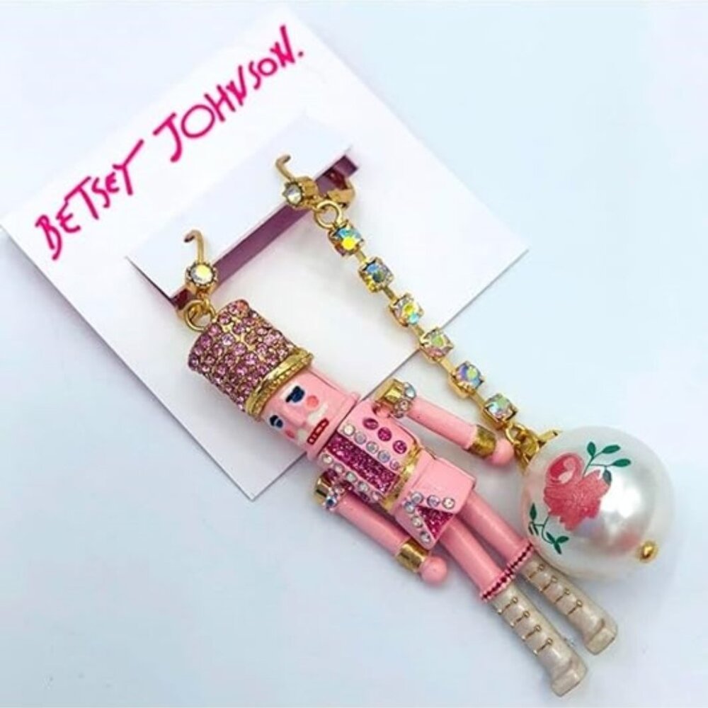 BETSEY JOHNSON Mismatched Nutcracker & Pearl Earrings
